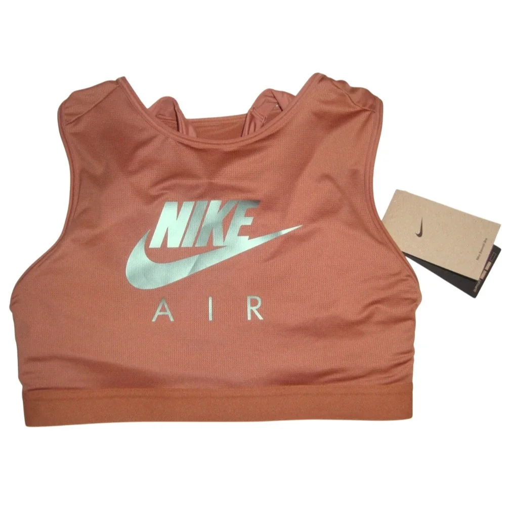 Nike Women's Air Dri-Fit Swoosh Sports Bra DM0643-215 Mineral Brown Size X-Large